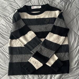 Lamborghini Men's Black & Gray Striped Crewneck Sweater